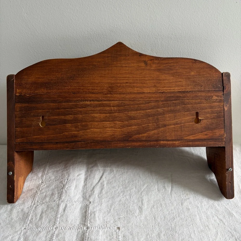 Convertible Wooden Wall Shelf with Interior Hanging Rods Vintage